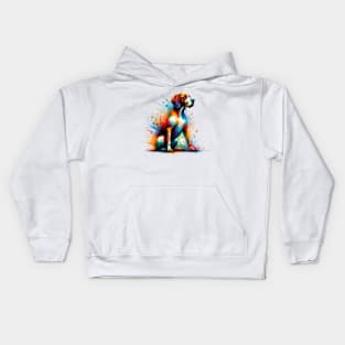 Colorful Abstract Splashed Paint Pointer Dog Artwork Kids Hoodie